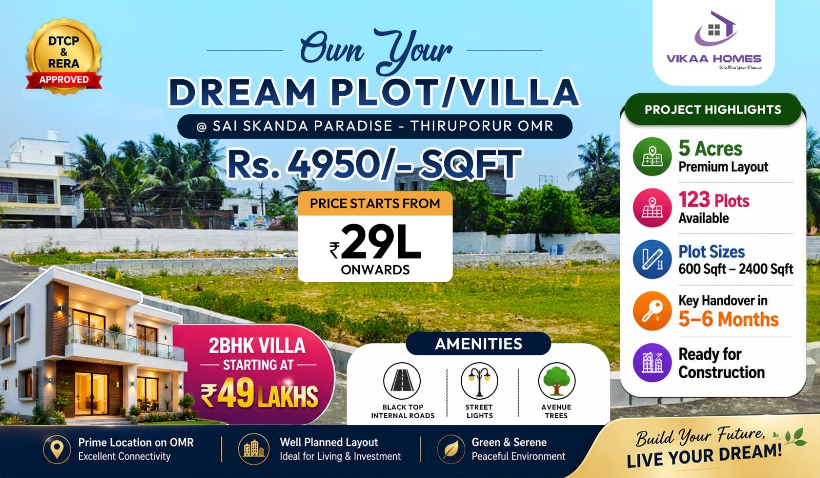 Premium villa plot for sale in Thiruporur OMR